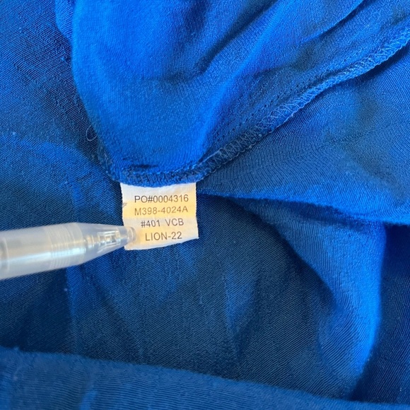 Alfani Womens 3/4 sleeve pleated Royal Blue Button Up Shirt Dress Size XL - Picture 4 of 6